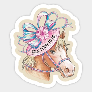 blond horse wearing Cute hat on Race day party Sticker